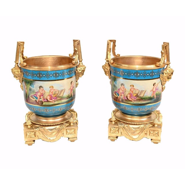 Porcelain Cachepots from Sevres, Set of 2 For Sale - Image 5 of 5