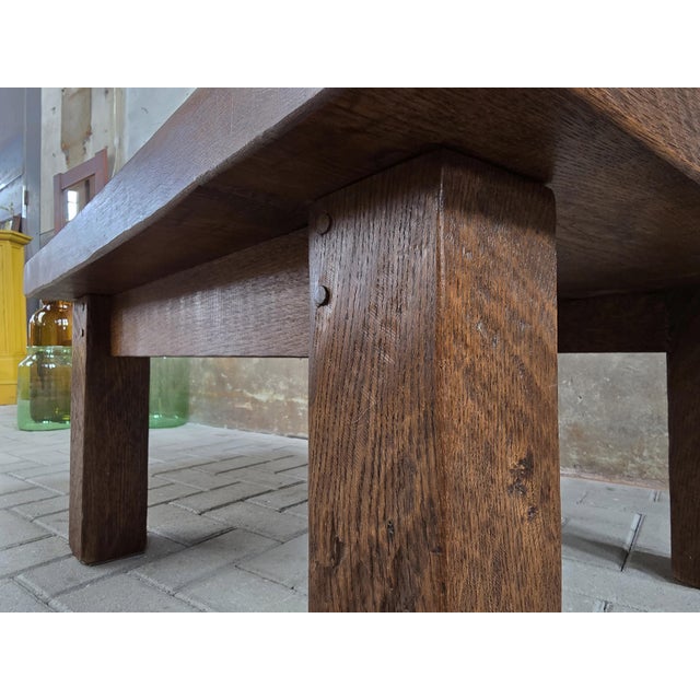 Large Mid-Century Modern Square Oak Coffee Table, 1970s For Sale - Image 4 of 13