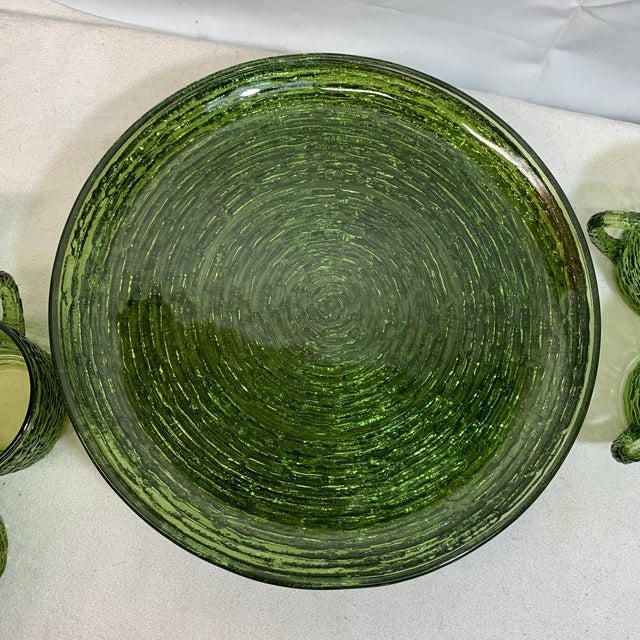 Mid-Century Modern Vintage 1960s Mid-Century Modern Anchor Hocking "Soreno" Avocado Green Snack Set - 12 pcs For Sale - Image 3 of 6