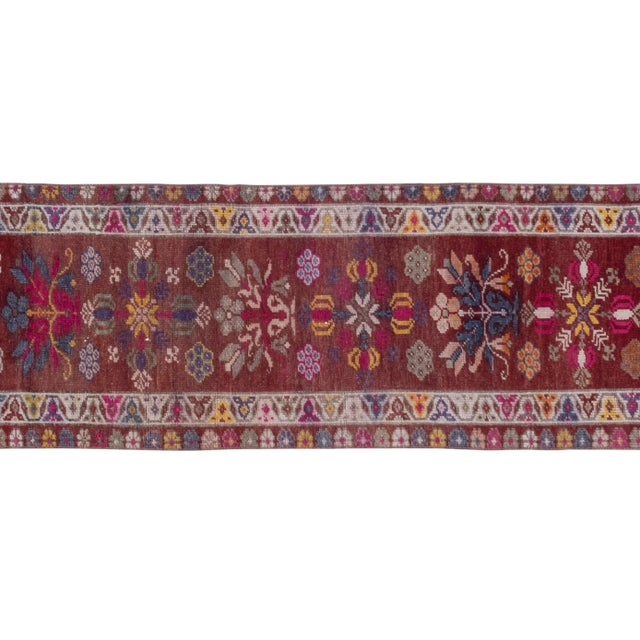 1960s Vintage Turkish Hand-Knotted Herki Runner 2'6'' X 11'11'' For Sale - Image 4 of 11