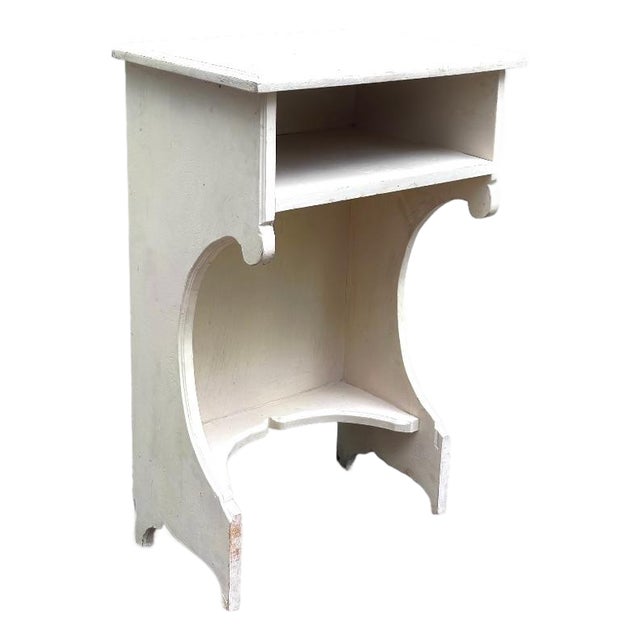 Small Vintage Cream Cubby Side Table For Sale