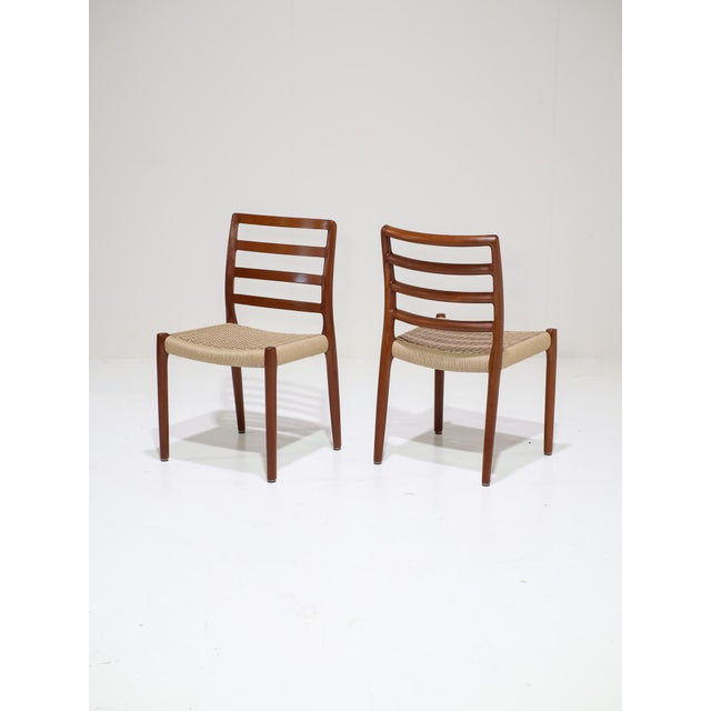 A set of 6 dining chairs, designed in 1981 by Niels Otto Møller (1920-1982) for J.L. Møllers Møbelfabrik in Denmark. The...