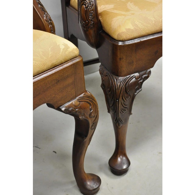 Late 20th Century Henredon Aston Court Chinoiserie Georgian Mahogany Dining Arm Chairs - A Pair For Sale - Image 13 of 18