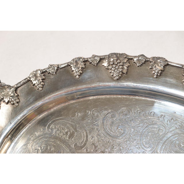 1930 Victorian Silver on Copper Ornate Grapevine Hosting Platter Tray National Silver Company For Sale - Image 10 of 15