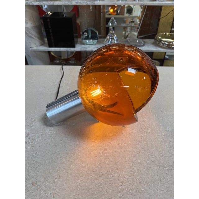 Amber Space Age Table Lamp by Flavio Poli , Murano Glass. Italy 1970s. For Sale - Image 8 of 12