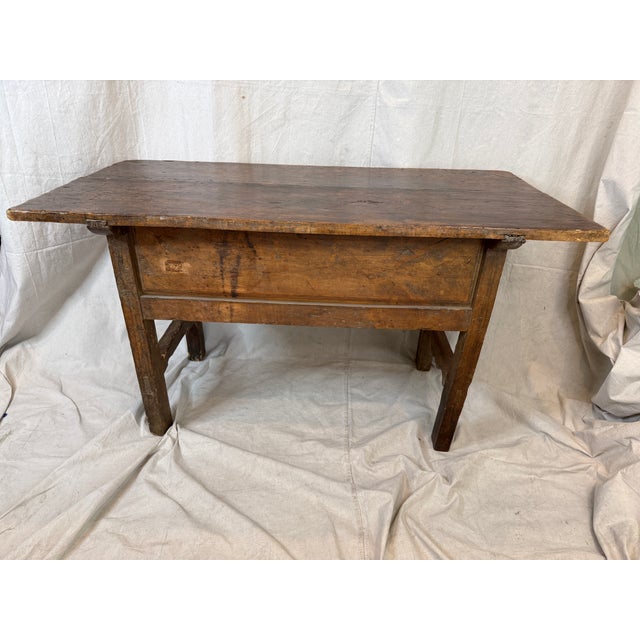 Antique Primitive French Farmhouse Work Table W/ 2 Drawers – Original Patina For Sale - Image 12 of 12