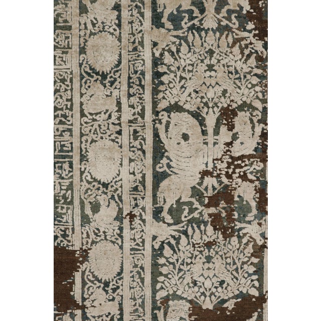Rug & Kilim's Modern Rug in Obscured Floral Columns on Chocolate Brown For Sale In New York - Image 6 of 9