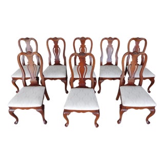 Lexington Furniture Queen Anne Cherry Shell Carved Dining Side Chairs -Set of 8 For Sale