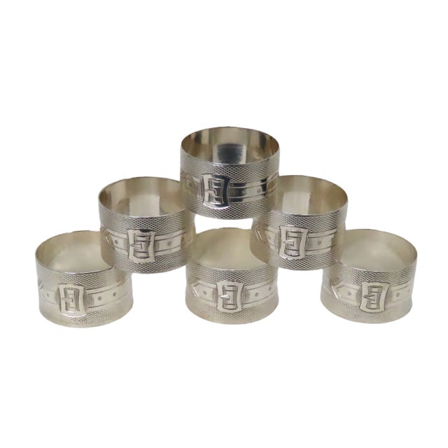 This really is a Great Looking Matching Set of 6 Antique American Victorian Era Solid Coin Silver Napkin Rings. Circa...