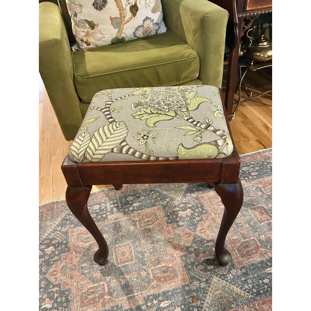 Queen Anne 1940’s Queen Anne Mahogany Upholstered Footstool or Bench With Storage Compartment For Sale - Image 3 of 11