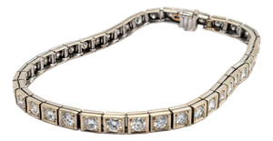 Vintage 14k White Gold Tennis Bracelet With Forty Brilliant Cut Diamonds ~4.5ctw
