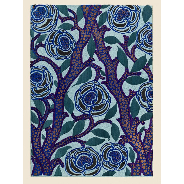 Decorative floral pochoir composition reproduced from an original 1914 plate by E. A. Séguy, published in Samarkande: 20...