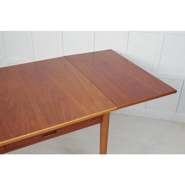Swedish Modern Teak and Beech Dining Table or Desk attributed to Nils Jonsson for Hugo Troeds, 1960s For Sale - Image 10 of 11