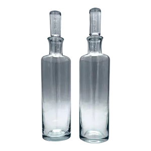 Vintage Krosno Poland Decanters With Hand Blown Bubble Stoppers