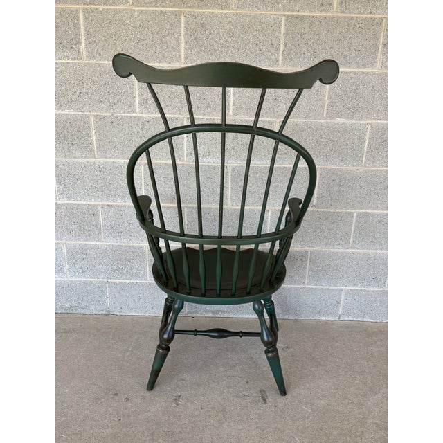 Nichols & Stone Nichols & Stone Olive Green Maple Comb Back Arm Chair For Sale - Image 4 of 10