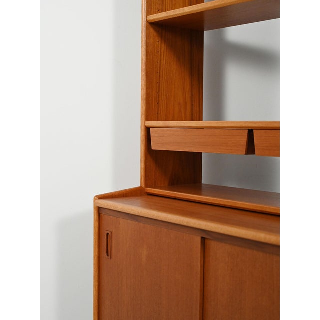 Brown Scandinavian Teak Bookcase with Suspended Drawers, 1950s For Sale - Image 8 of 10