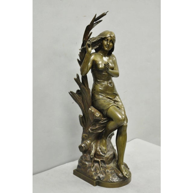 Victorian Antique Edouard Drouot (1859-1945) "La Rosse" French Bronze Sculpture of Woman For Sale - Image 3 of 18