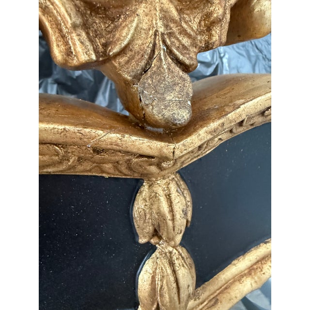 2020s European Hollywood Regency Gilded Decorative Black & Gold Mirror For Sale - Image 5 of 6