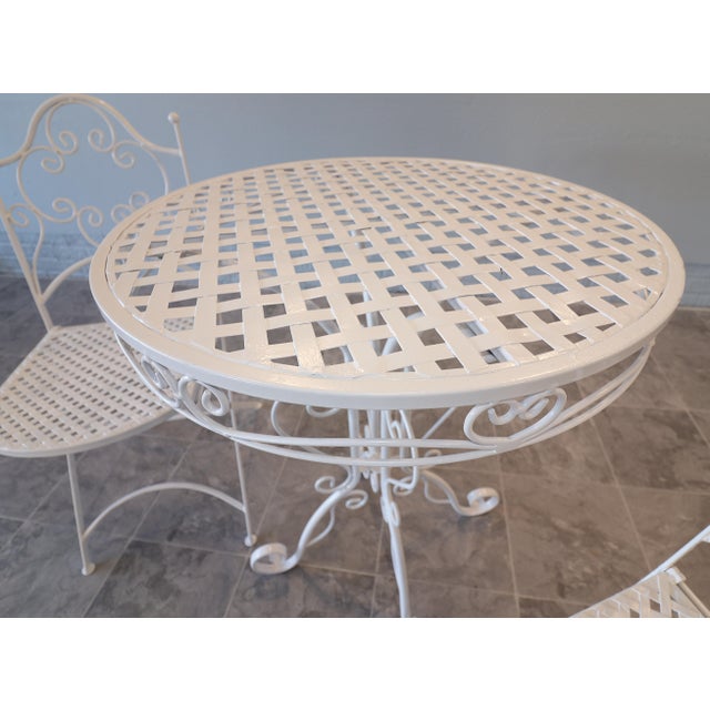 Vintage Mid-Century Wrought Iron Bistro Set, 3 Pieces For Sale - Image 6 of 11