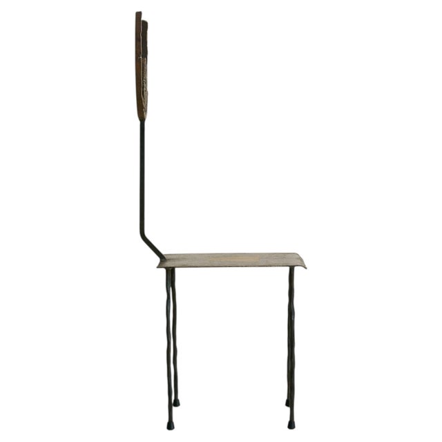This French Brutalist accent chair by Jean-Jacques Argueyrolles rejects convention in favor of mythic geometry. Forged in...