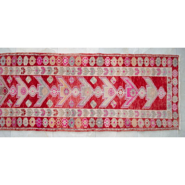 Extra Long Runner Rug Hand-Knotted Natural Wool Vintage Turkish Rug Hallway Kicthen Decor 2'5"x 14'6" For Sale - Image 12 of 15