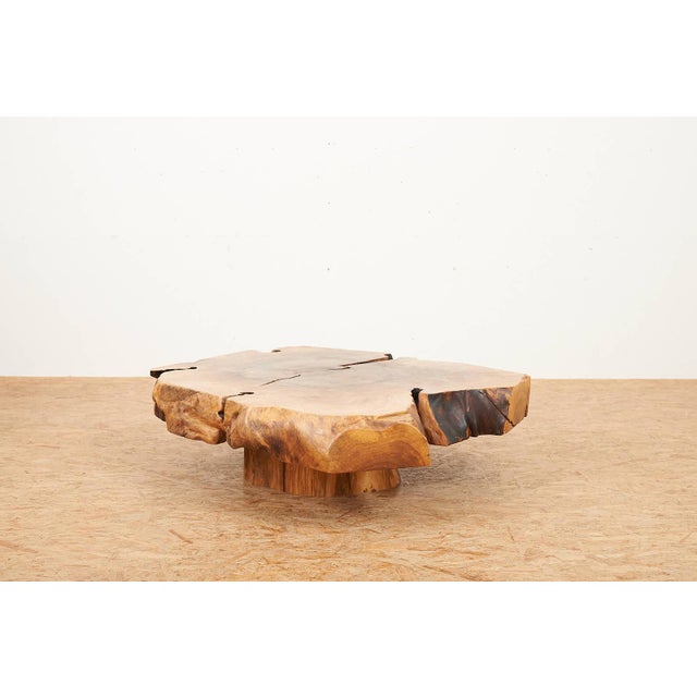 Coffee Table in Burl Wood and Walnut Slab For Sale - Image 12 of 12
