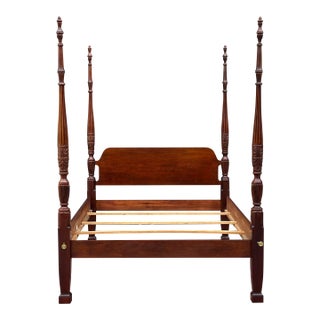 Vintage Queen Size Thomasville Mahogany Collection Carved Rice Four Poster Bed For Sale