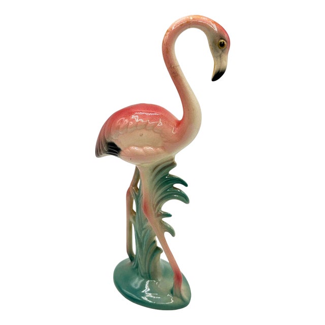Mid 20th Century Detailed Pink Flamingo Ceramic Tabletop Sculpture Brad Keeler For Sale