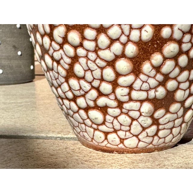 Beige Studio Ceramic Vase with Net Glaze from Albert Kießling, Steinach, Germany, 1960s For Sale - Image 8 of 14