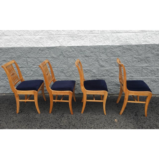 Set of Four Mid-Century Duncan Phyfe Natural Maple and Upholstered Dining Chairs For Sale In Washington DC - Image 6 of 9