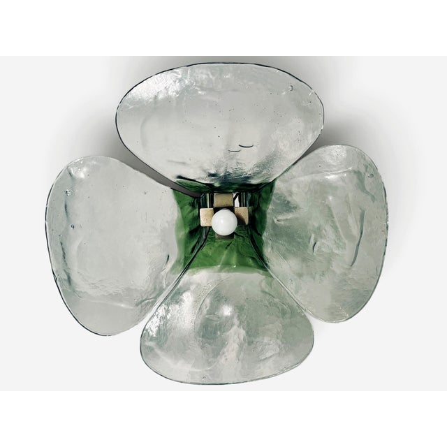 Forest Green Murano Glass Lucky Clover Petal Lamp by Carlo Nason for Mazzega, Italy, 1970s For Sale - Image 8 of 9