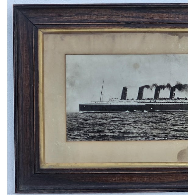 Wood Antique Oak Framed “Cunard Liner Lusitania” Maritime Photo Print Early 1900s For Sale - Image 7 of 15