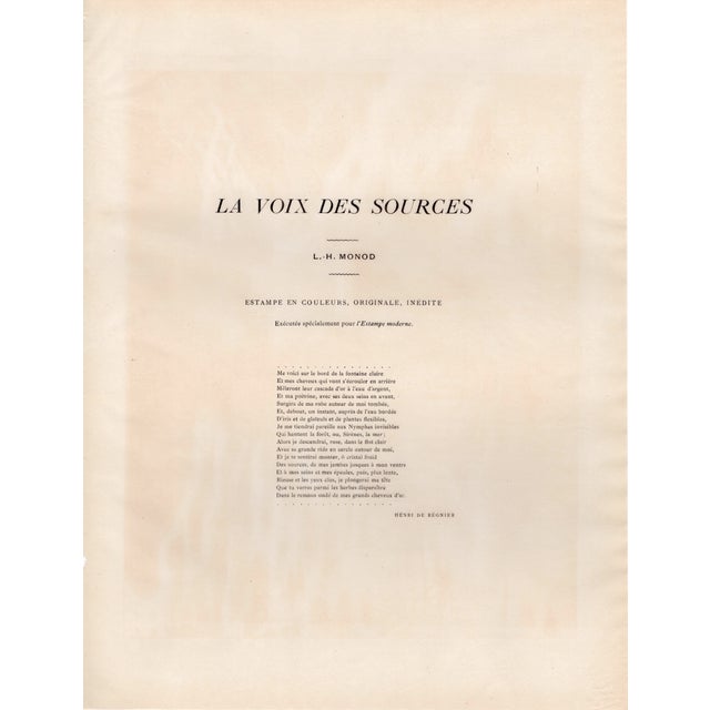 Lucien Hector Monod, La Voix des Sources, 1899, Original Lithograph For Sale - Image 7 of 10
