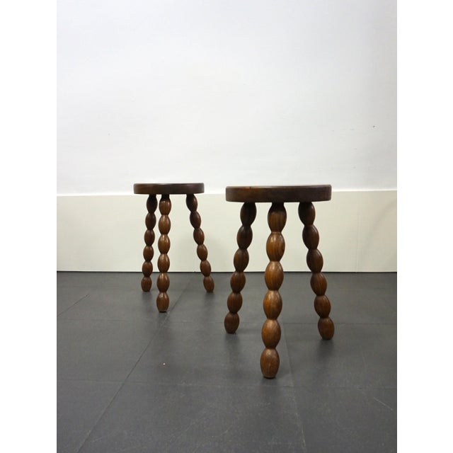 Vintage French Brutalist Stools, 1950s, Set of 2 For Sale - Image 4 of 7