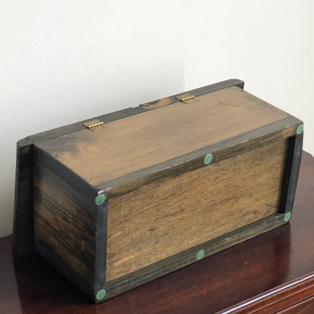 Vintage Handcrafted Primitive Wood Storage Box For Sale In Baltimore - Image 6 of 12