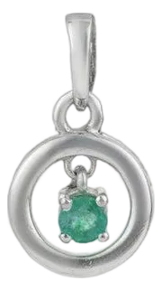 Dainty Floating Emerald Open Circle Pendant for Her in 925 Silver