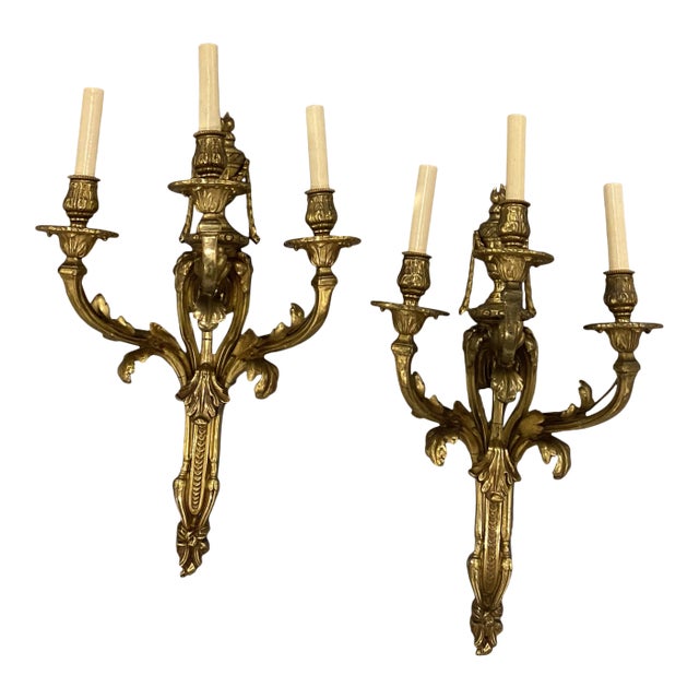 1900 Caldwell 3 Lights Sconces - A Pair For Sale