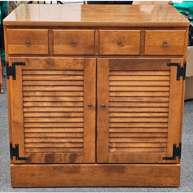 Brown Pair Ethan Allen Chest of Drawers and Cabinet With Optional Hutch For Sale - Image 8 of 16