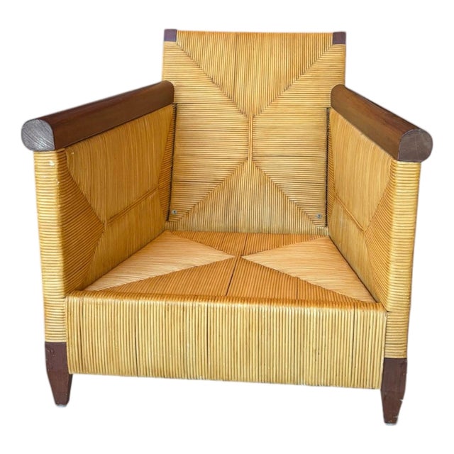 John Hutton, Donghia, Mahogany, Wicker Cane, Merbau Lounge Chairs, Usa, 1995 For Sale