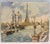Fantastic miniature painting of Paris. Features harbor scene with boats and the Eiffel Tower. Oil on canvas board measures...