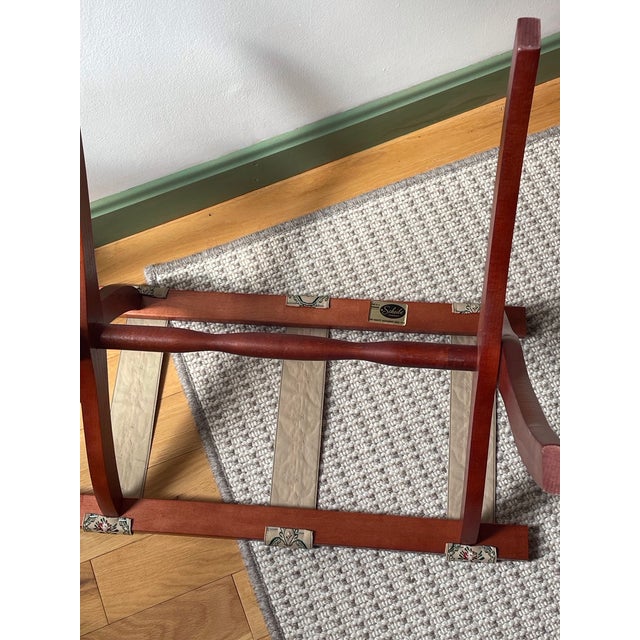 Vintage Mid-Century Scheibe Boston Folding Luggage Racks With Floral Tapestry – Pair For Sale - Image 11 of 12