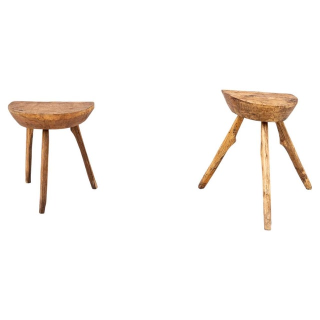 Elm Milking Stools, 1850s, Set of 2 For Sale - Image 9 of 9
