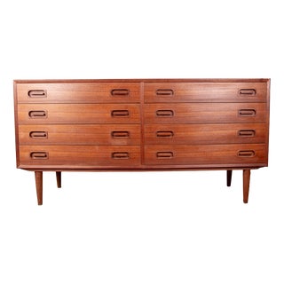 Large Danish Double Chest of 8 Drawers in Teak from Dyrlund, 1960s For Sale