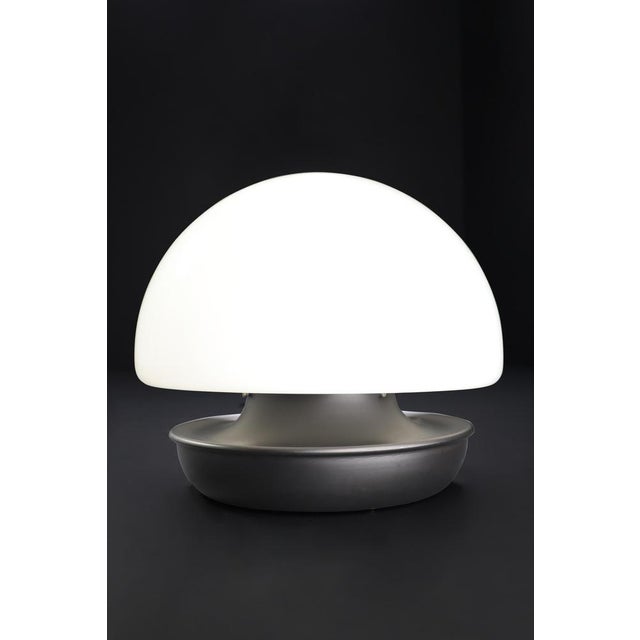 Italian Mushroom Table Lamp in Opaline Glass and Metal, 1960s For Sale - Image 12 of 18