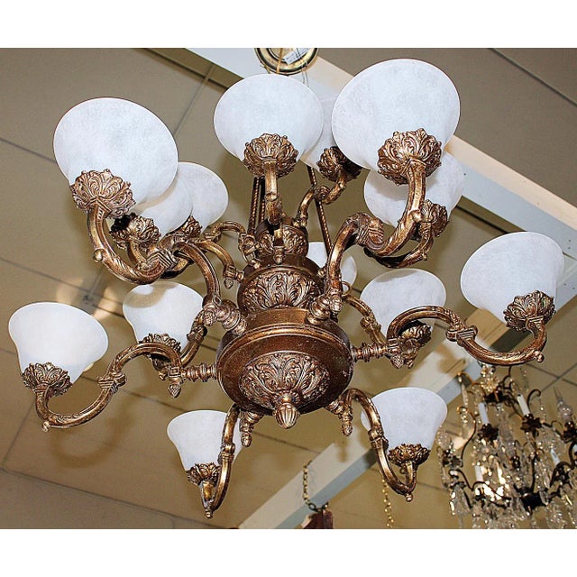 1980s Gilt Metal Neoclassical Chandelier For Sale - Image 4 of 7