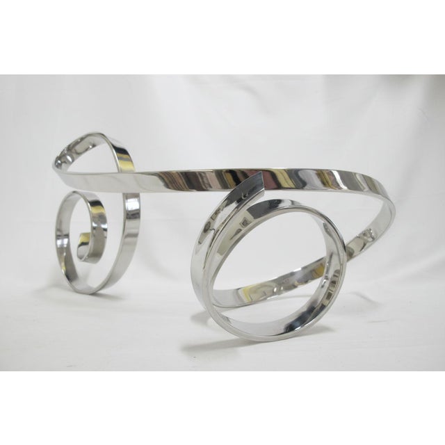 David Elijah Herschler Chrome Freestanding Ribbon Twist Modern Art Sculpture For Sale - Image 9 of 17