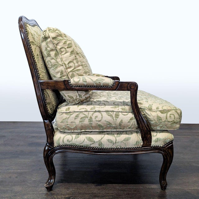French Louis XV Style Upholstered Bergère Lounge Chair For Sale - Image 3 of 15