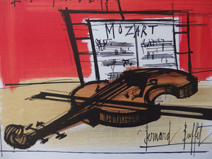 Bernard Buffet, Nature morte au violon, Lithograph