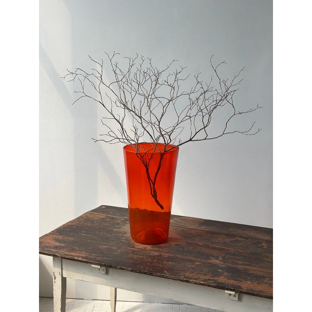 Vintage Large-Scale Orange Blown Glass Vessel, Circa 1970s For Sale - Image 14 of 14