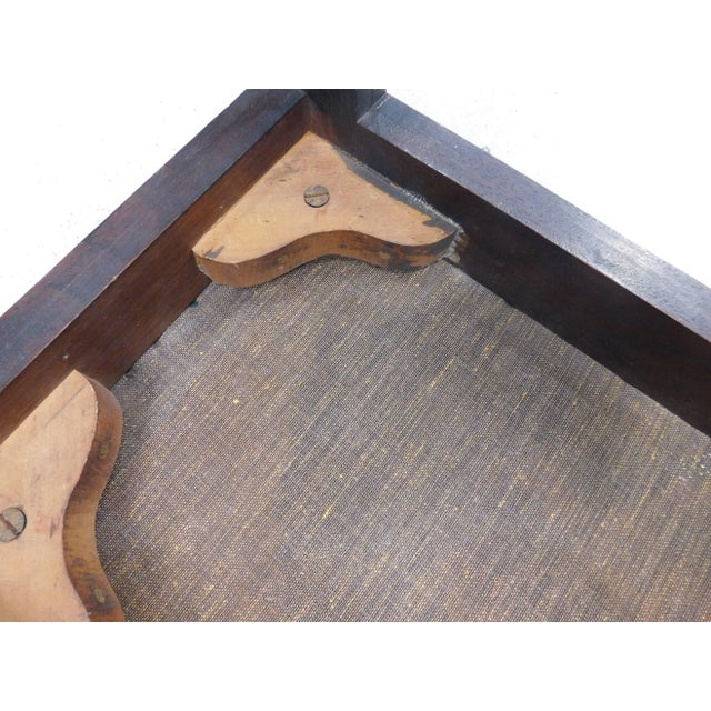 Baby Blue 1960s Mid Century Stool With Hand Made Folk Art Needlepoint For Sale - Image 8 of 8